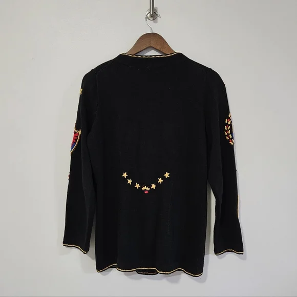 Michael Simon Beaded Black Cardigan Sweater Medium - Picture 9 of 9